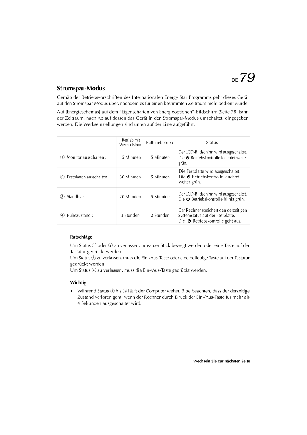 JVC MP-XP741DE service manual Stromspar-Modus, Die 