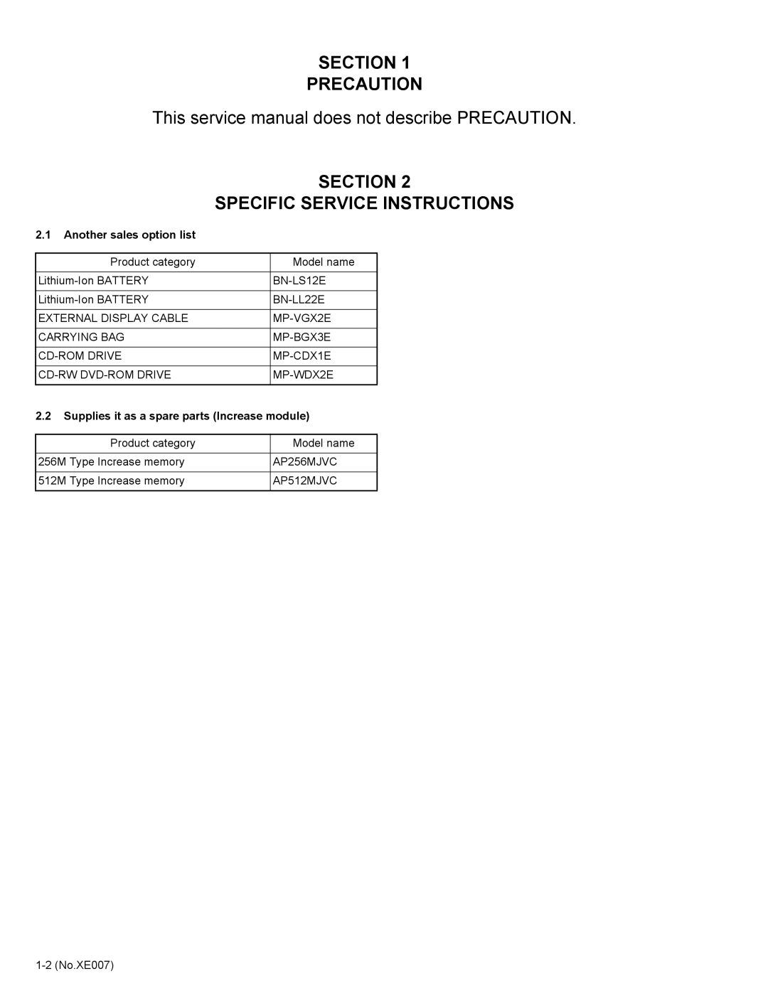 JVC MP-XP741DE service manual Another sales option list, Supplies it as a spare parts Increase module 