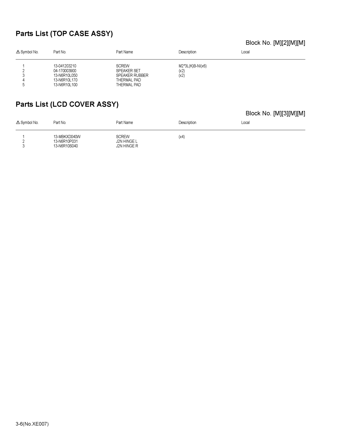 JVC MP-XP741DE service manual Parts List TOP Case Assy 