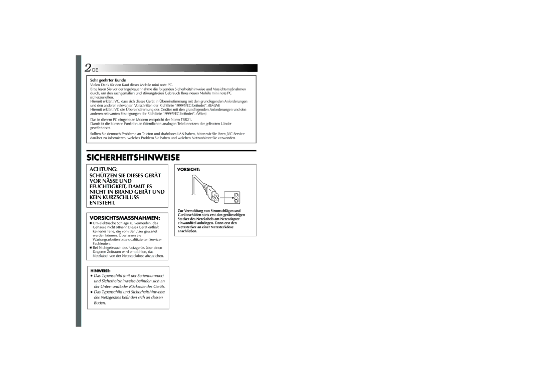 JVC MP-XP741DE service manual 2DE, Sehr geehrter Kunde 