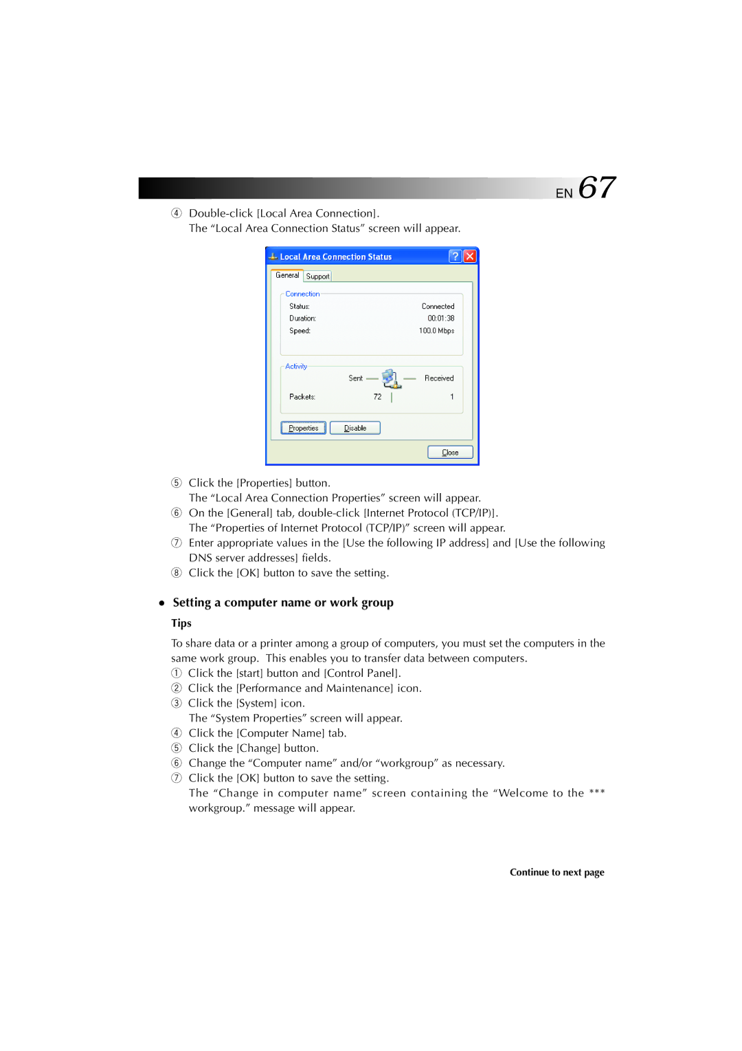 JVC MP-XV841US manual Setting a computer name or work group, Tips 