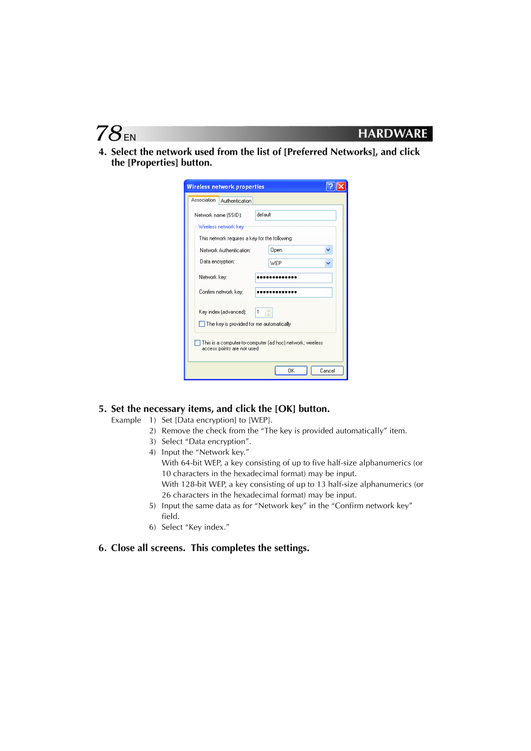 JVC MP-XV841US manual 78EN, Close all screens. This completes the settings 