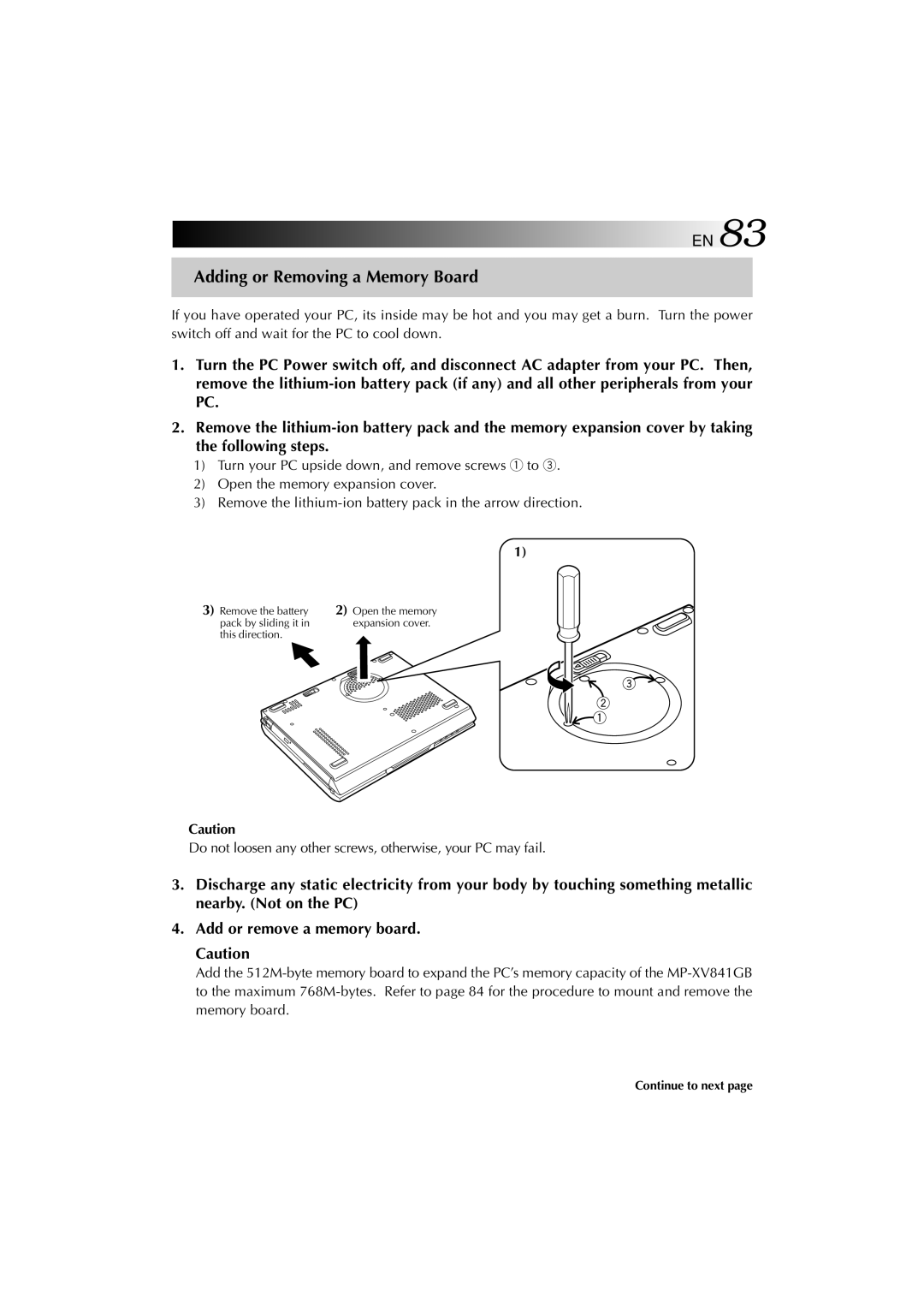 JVC MP-XV841US manual Adding or Removing a Memory Board 