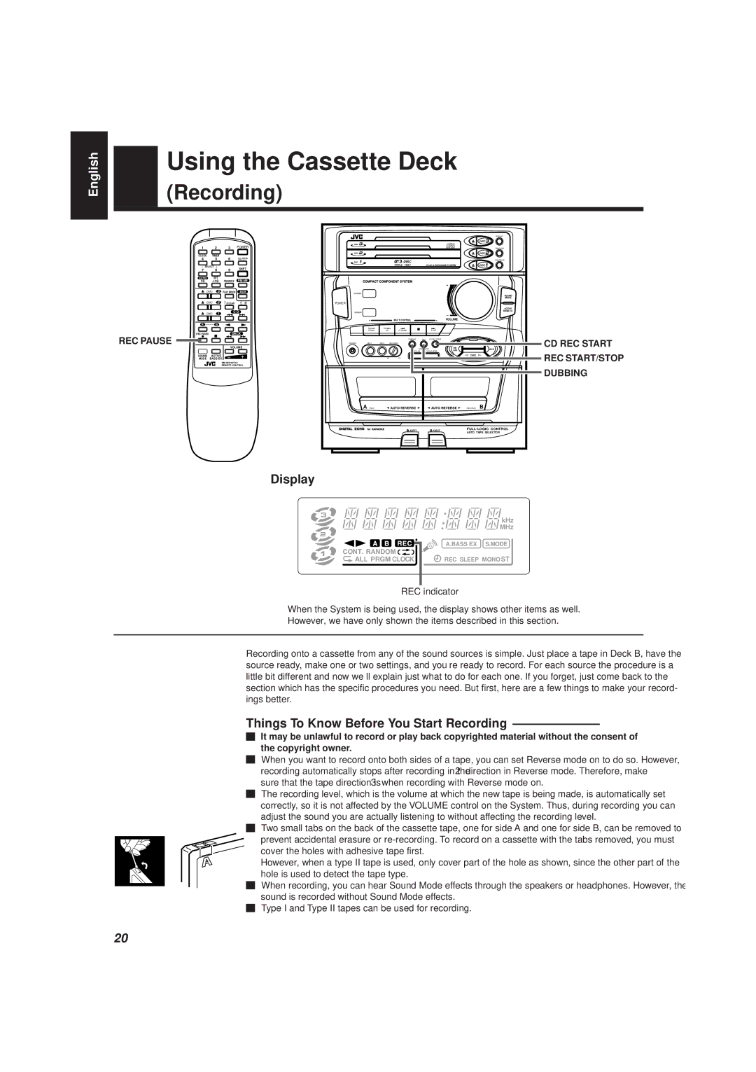 JVC MX-D401T, CA-D501T manual Things To Know Before You Start Recording 