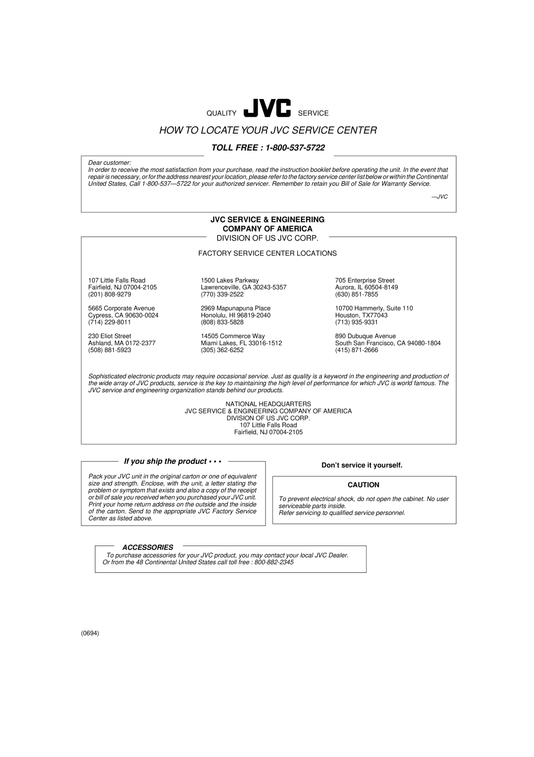 JVC MX-D402T manual HOW to Locate Your JVC Service Center, Don’t service it yourself 