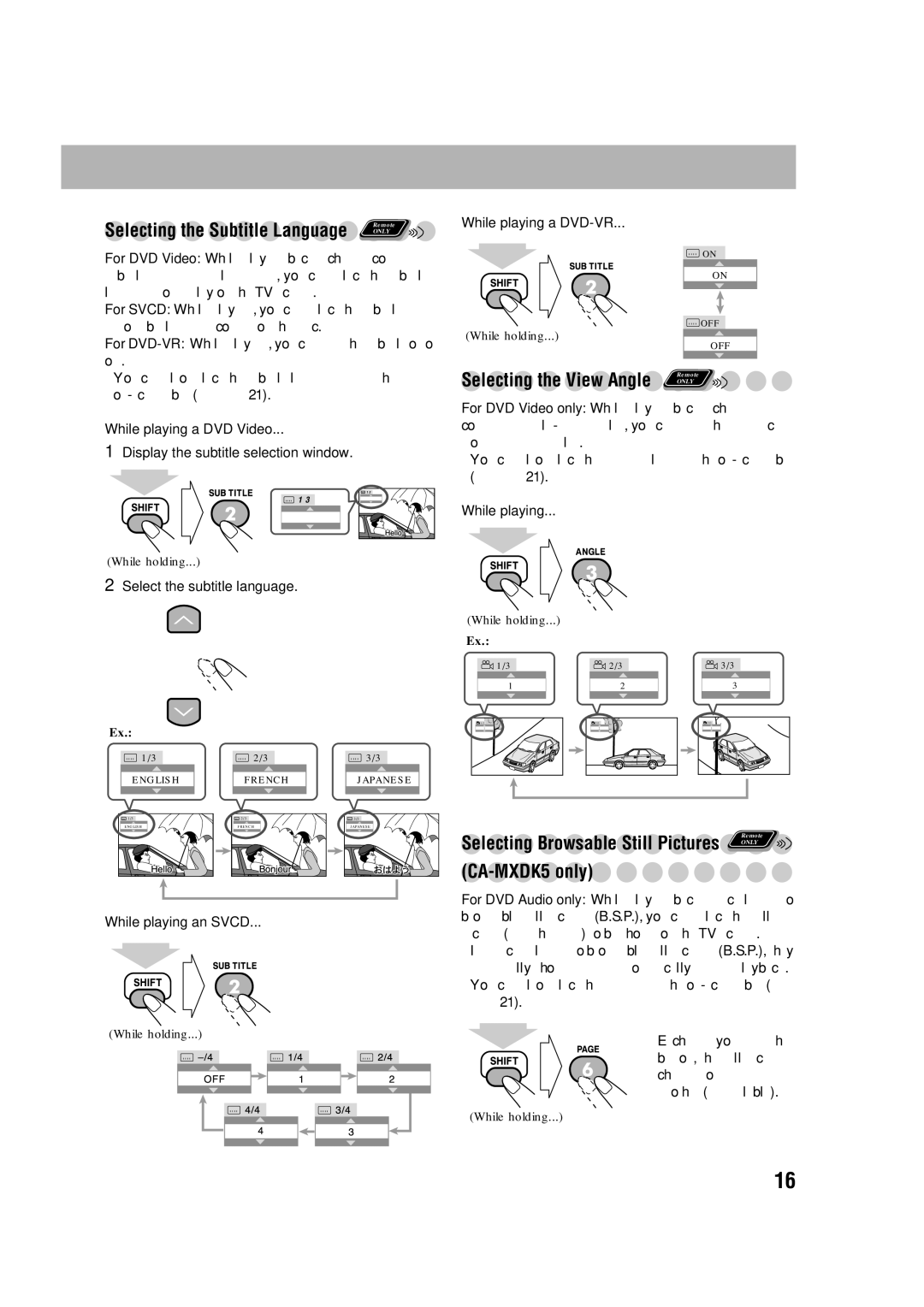 JVC MX-DK15, MX-DK3 manual CA-MXDK5 only, While playing a DVD-VR, Select the subtitle language, While playing an Svcd 