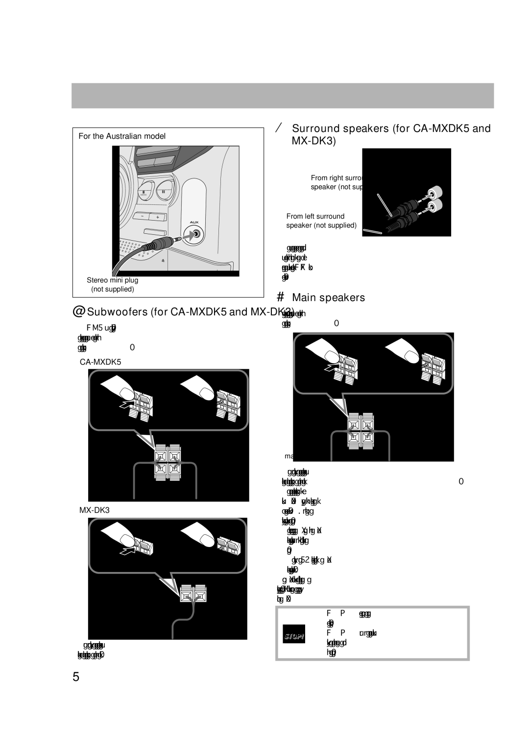 JVC MX-DK15 manual ¤ Surround speakers for CA-MXDK5 and MX-DK3, # Main speakers, @ Subwoofers for CA-MXDK5 and MX-DK3 