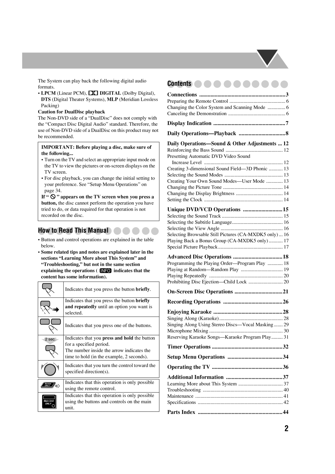 JVC MX-DK3, MX-DK15 manual How to Read This Manual, Contents 