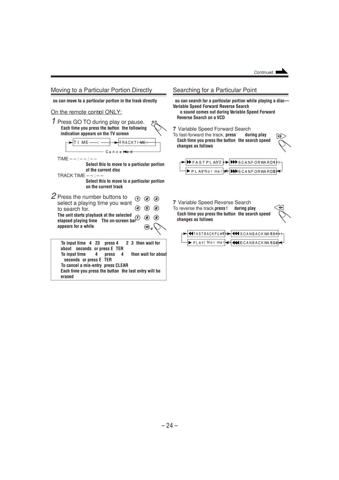 JVC MX-DVA5 manual To fast-forward the track, press ` during play, To reverse the track, press 1 during play 