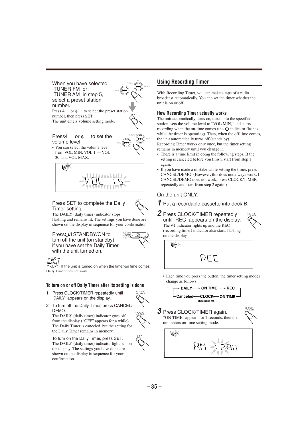 JVC MX-DVA5 manual Using Recording Timer 