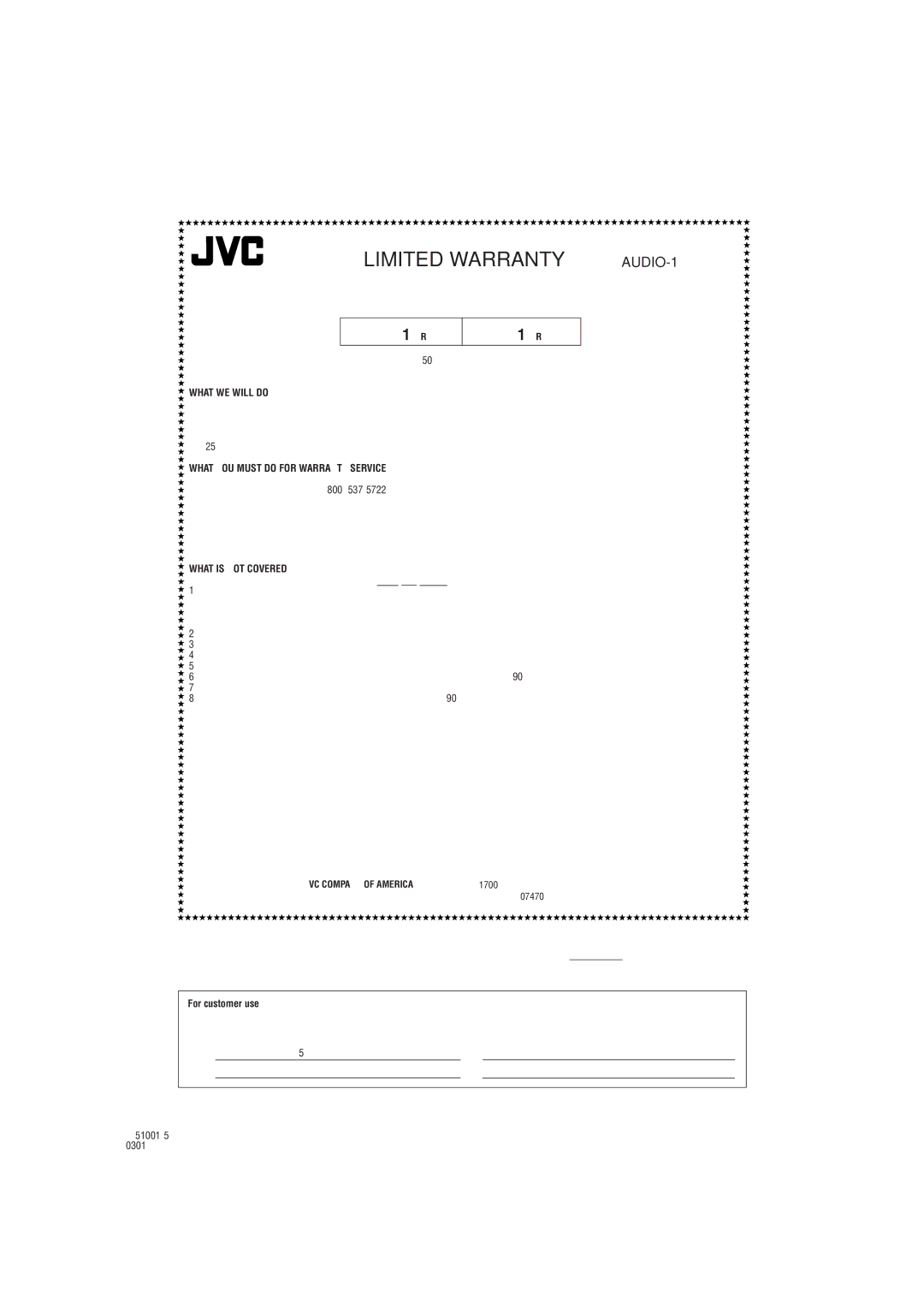 JVC MX-DVA5 manual Limited Warranty 