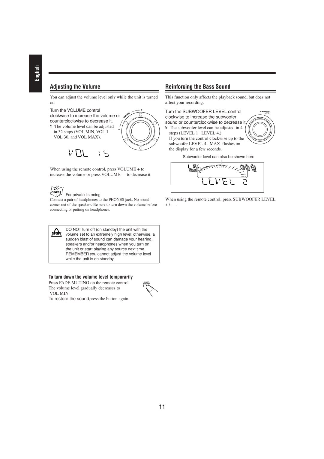 JVC MX-DVA5 manual Adjusting the Volume 