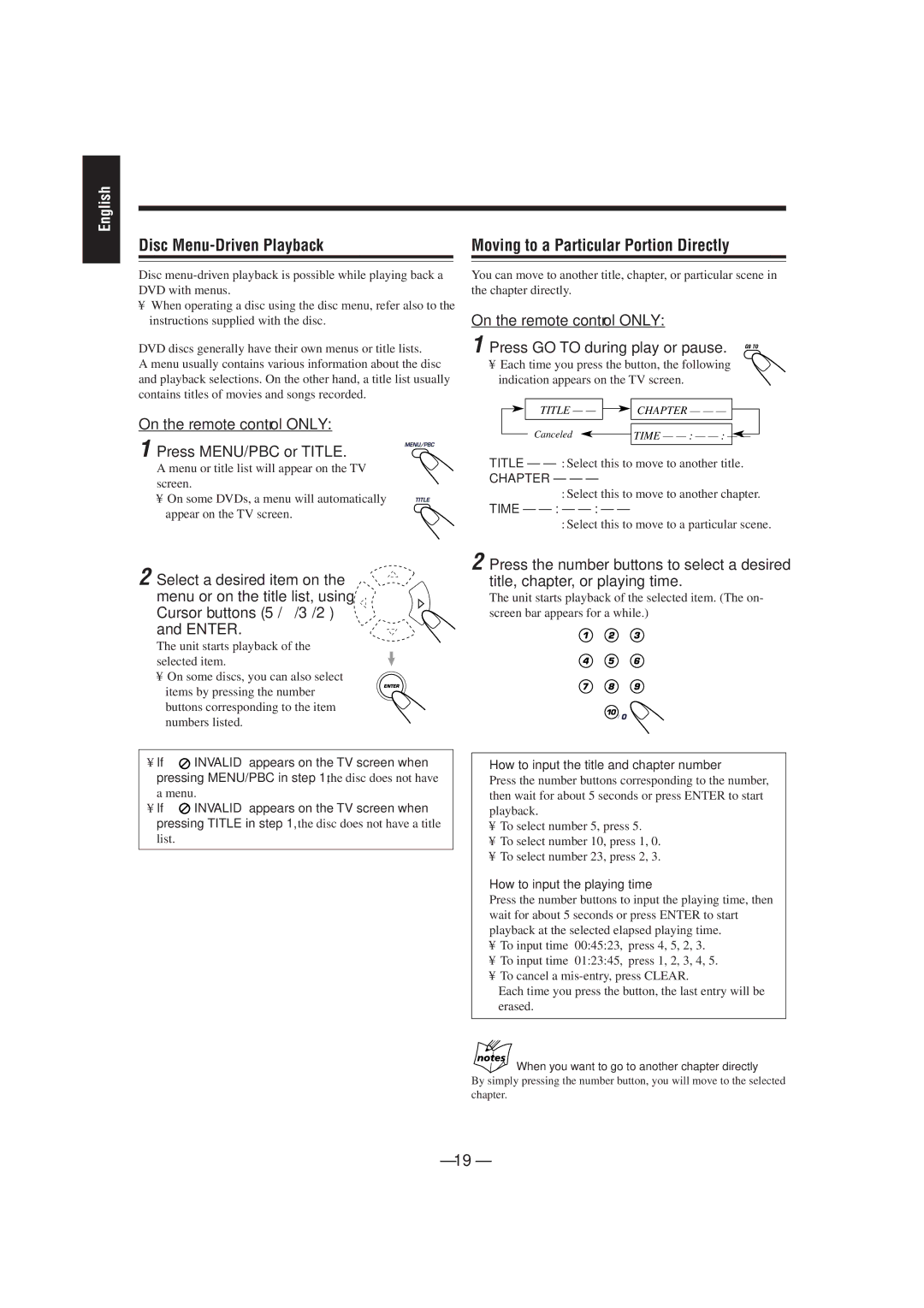 JVC MX-DVA5 manual Disc Menu-Driven Playback, On the remote control only Press MENU/PBC or Title 