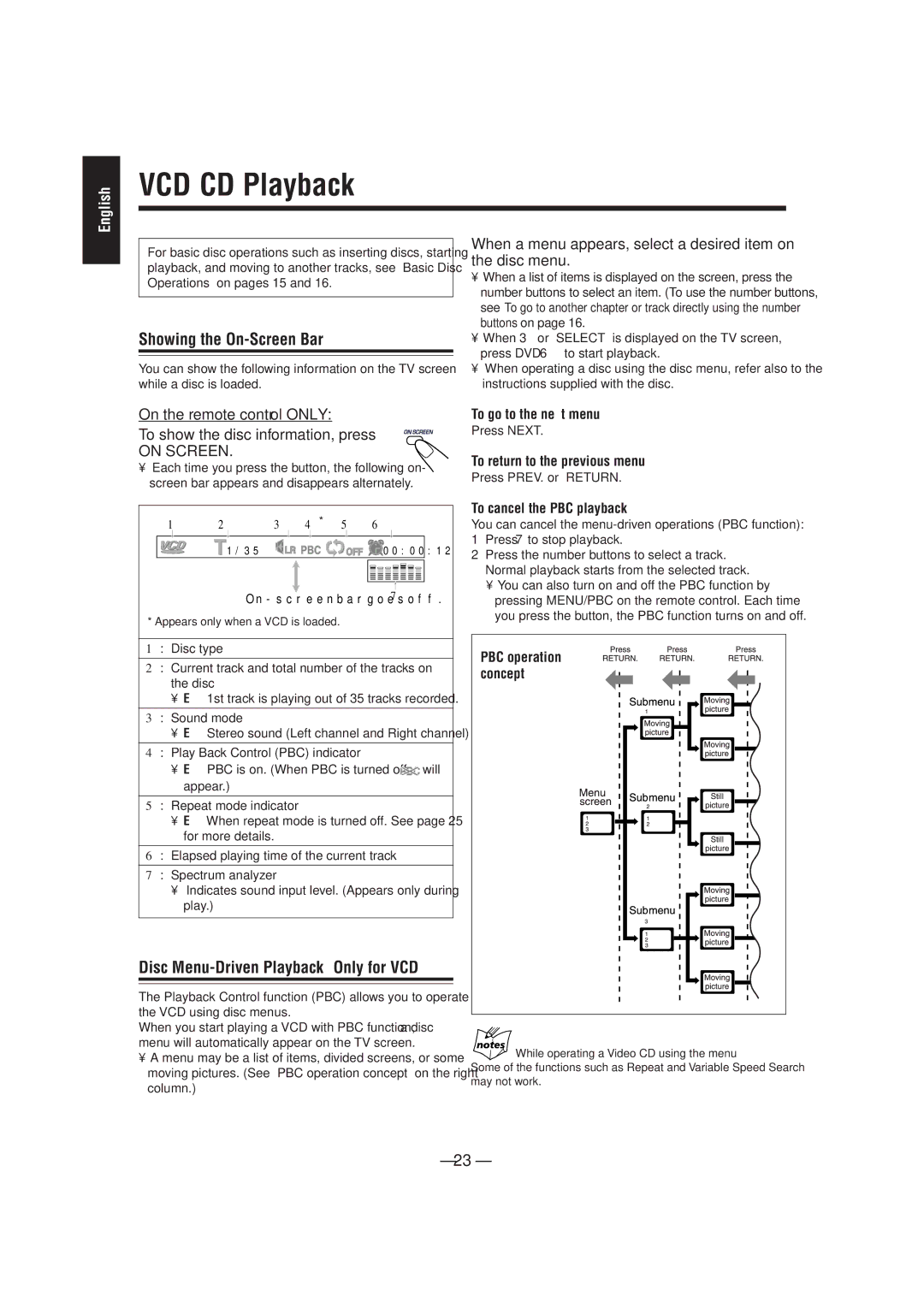 JVC MX-DVA5 manual VCD/CD Playback 