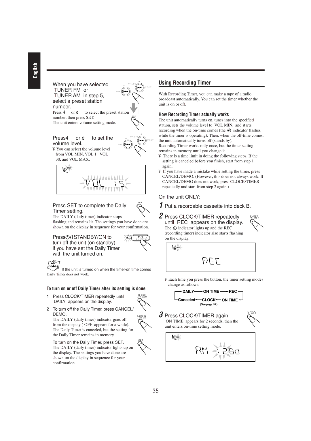 JVC MX-DVA5 manual When you have selected, Tuner AM in step Select a preset station Number 