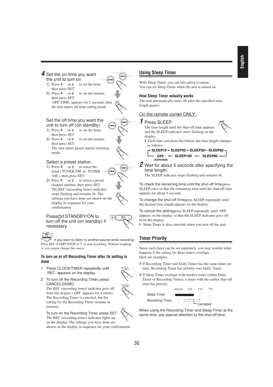 JVC MX-DVA5 manual Using Sleep Timer 