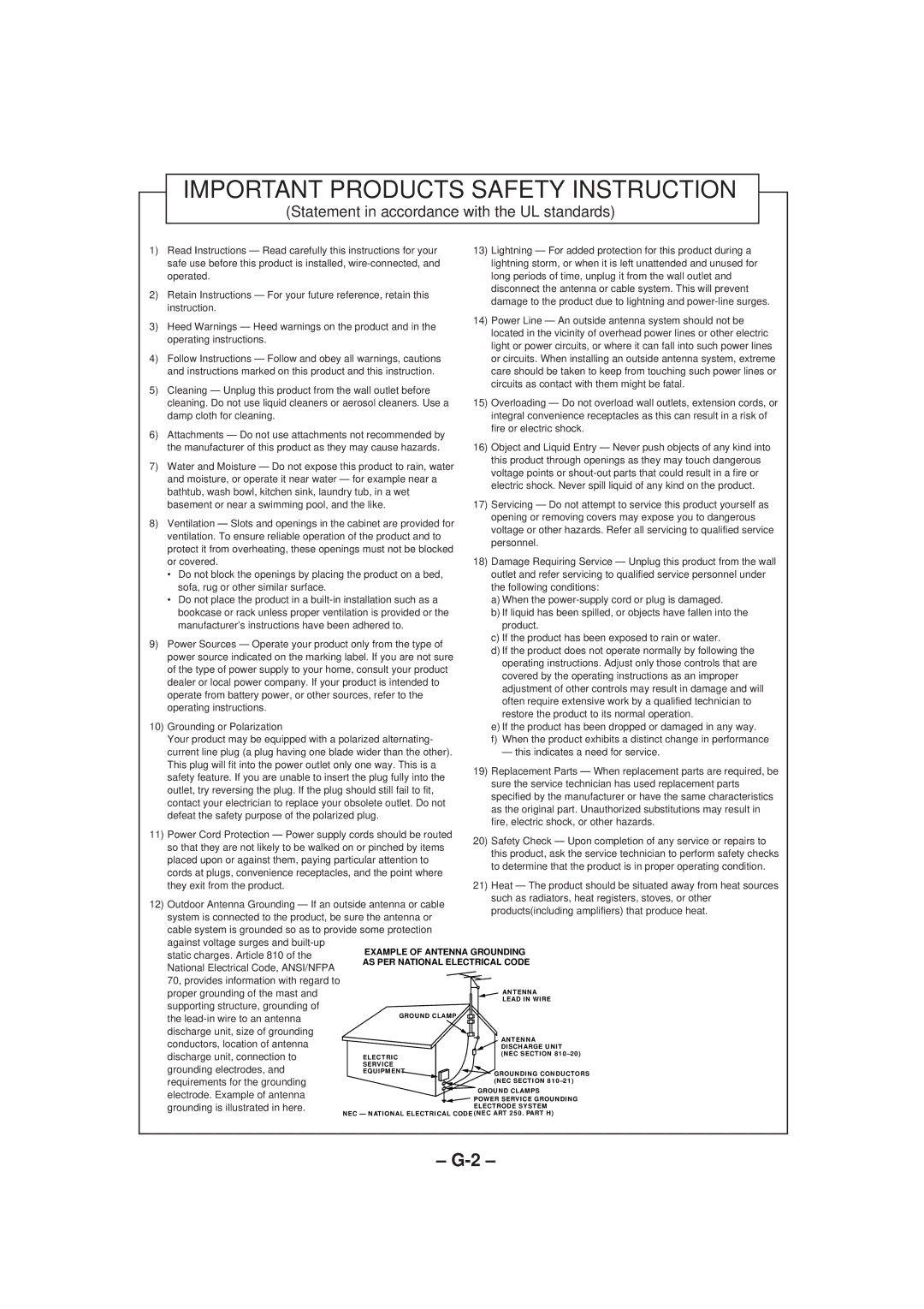 JVC MX-DVA9 manual Important Products Safety Instruction 