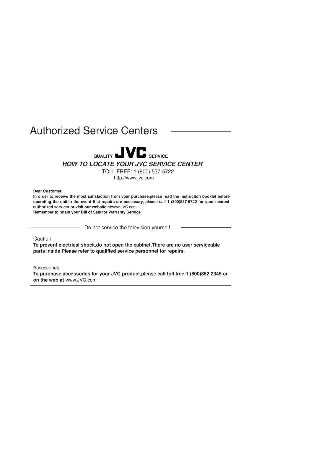 JVC MX-DVA9 manual Authorized Service Centers 