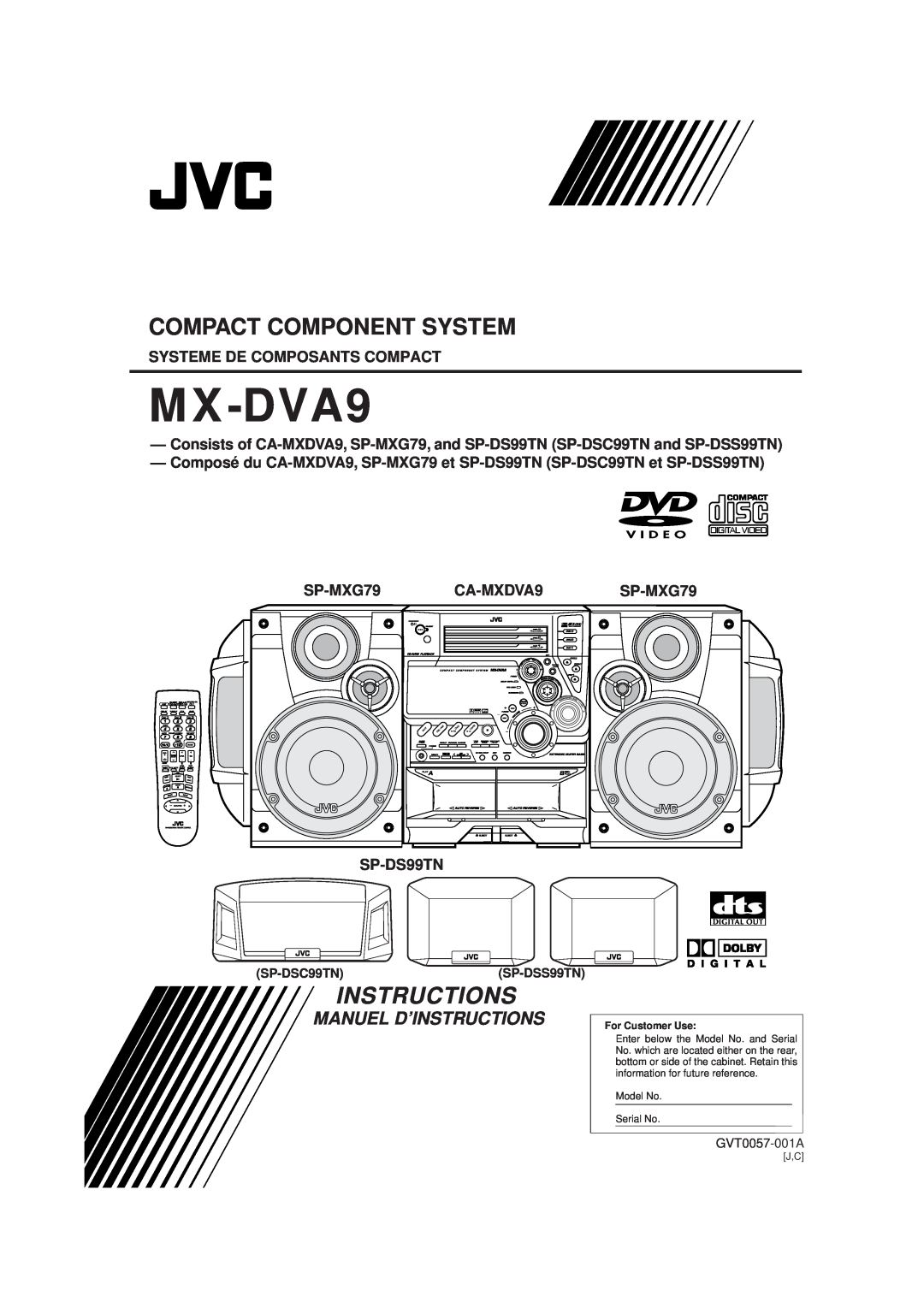 JVC MX-DVA9 manual Compact Component System, Manuel D’Instructions 