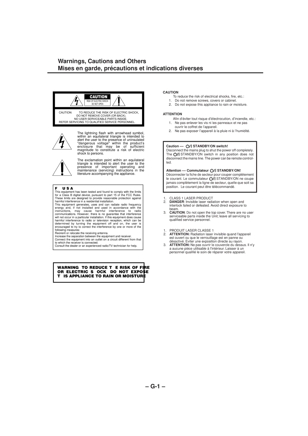 JVC MX-G50 manual Mises en garde, précautions et indications diverses 