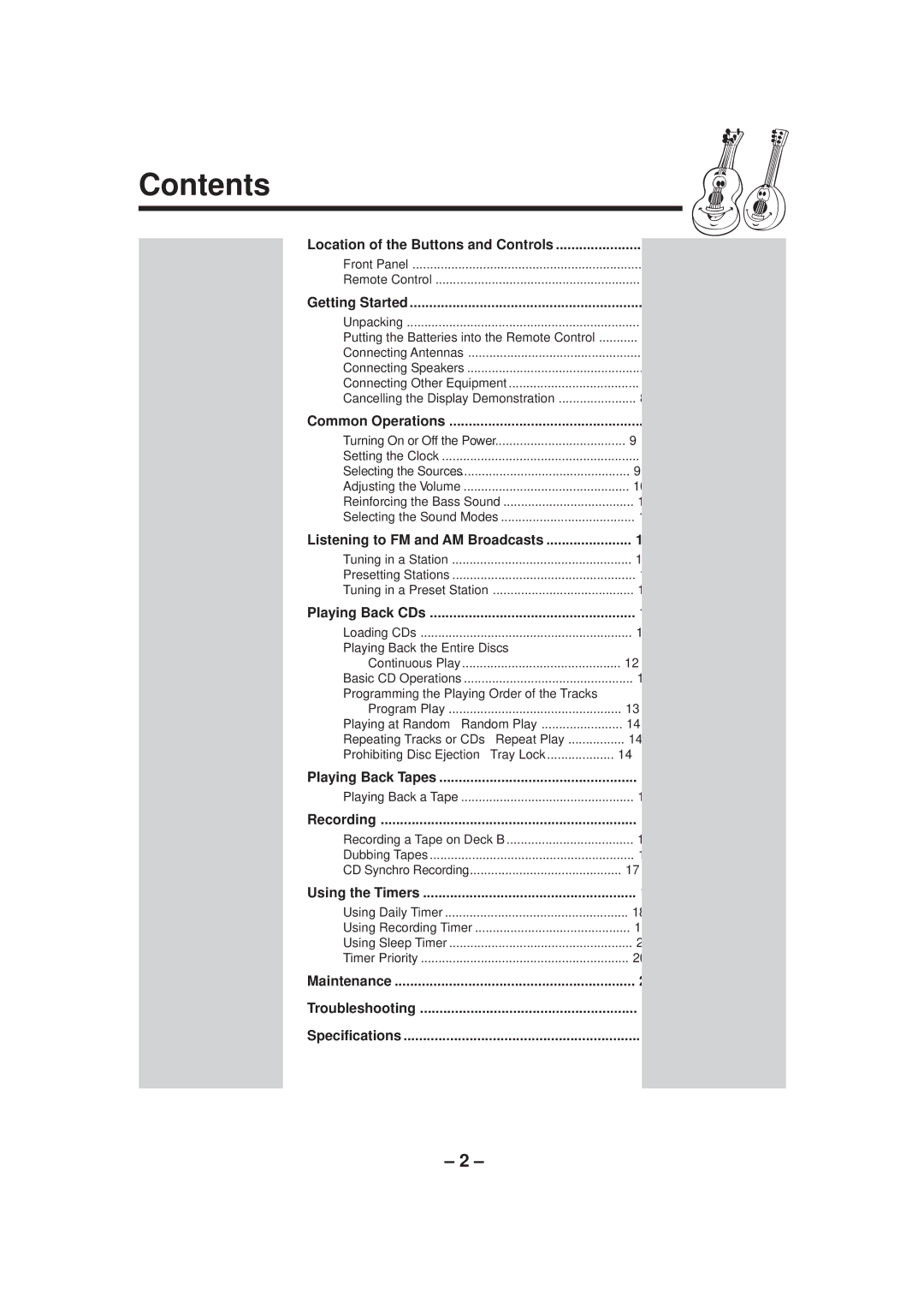 JVC MX-G50 manual Contents 