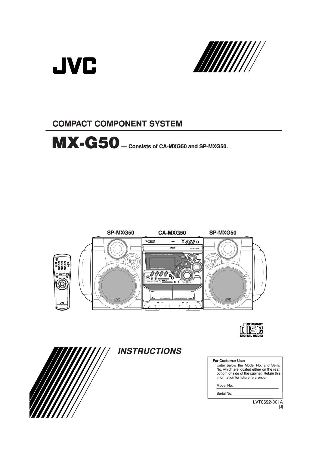 JVC manual Instructions, LVT0692-001A, Compact Component System, MX-G50-Consists of CA-MXG50and SP-MXG50, Preset 