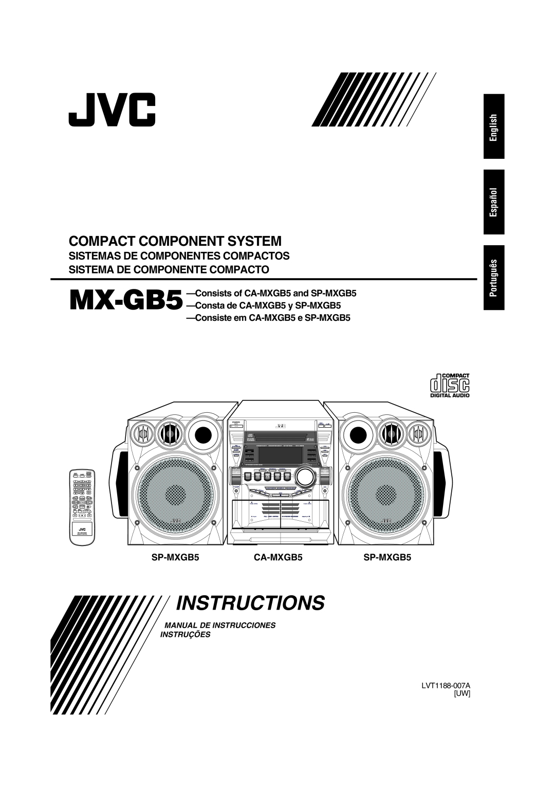 JVC manual MX-GB5-Consists of CA-MXGB5 and SP-MXGB5, Consta de CA-MXGB5 y SP-MXGB5 Consiste em CA-MXGB5 e SP-MXGB5 