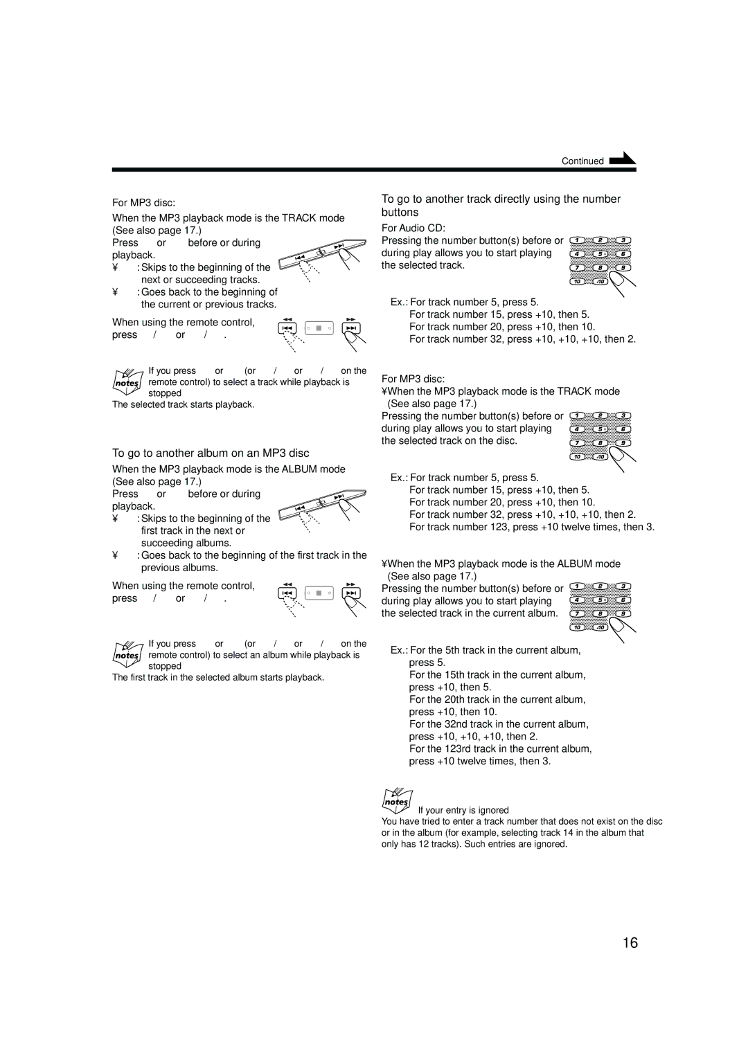 JVC MX-GB5C manual To go to another album on an MP3 disc, To go to another track directly using the number buttons 