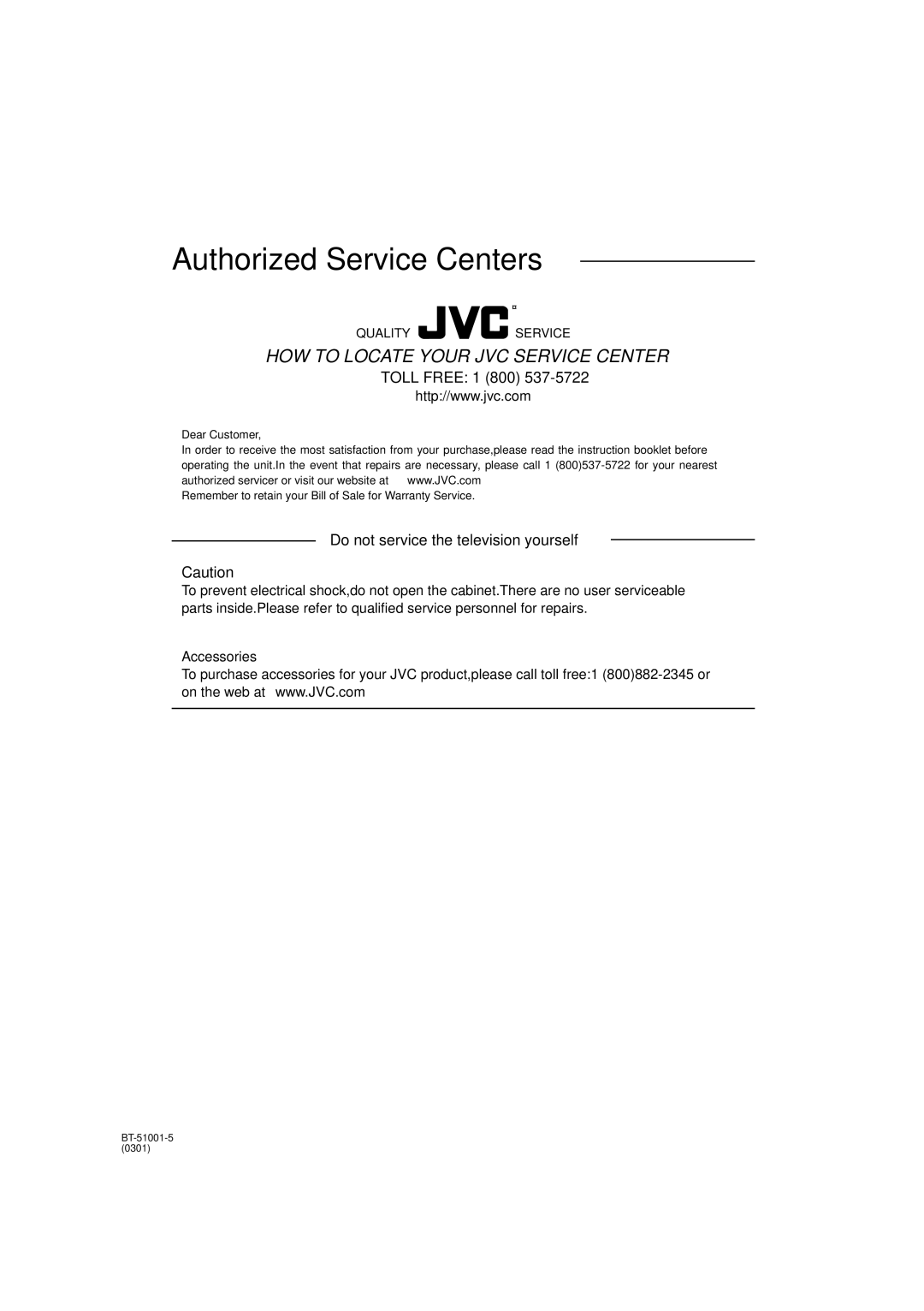 JVC MX-GB5C manual Authorized Service Centers 