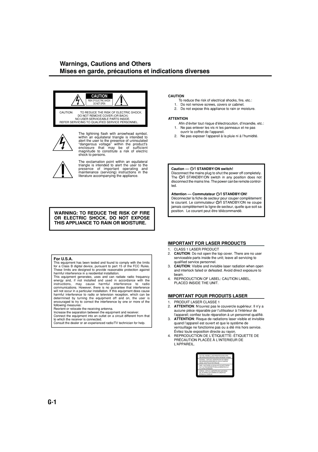 JVC MX-GB5C manual Mises en garde, précautions et indications diverses 