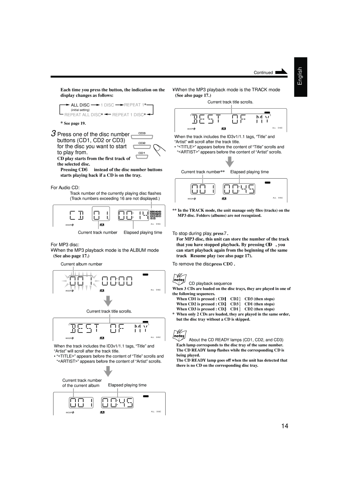 JVC MX-GB5C manual When the MP3 playback mode is the Track mode See also 