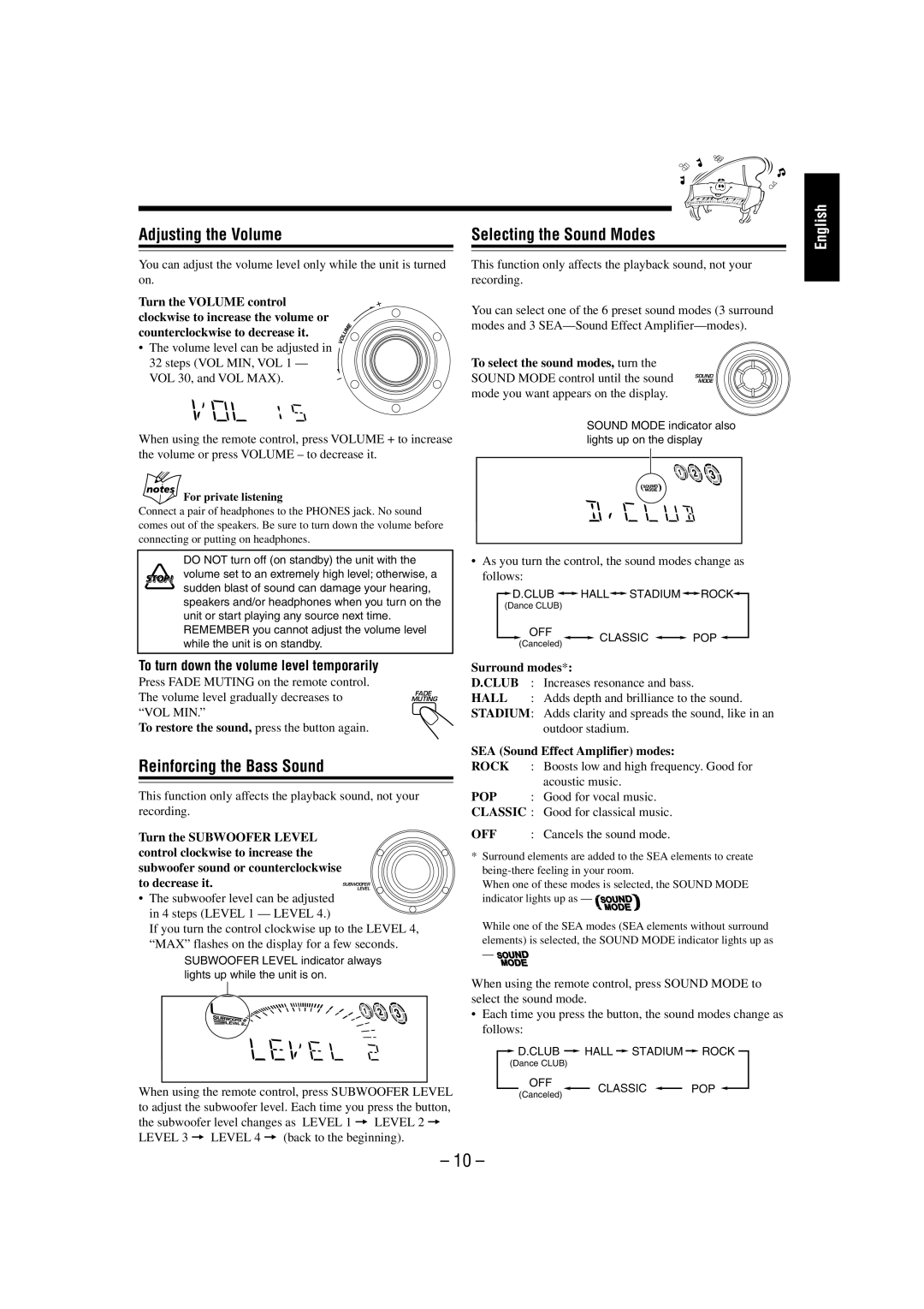 JVC MX-GT700 manual To decrease it 