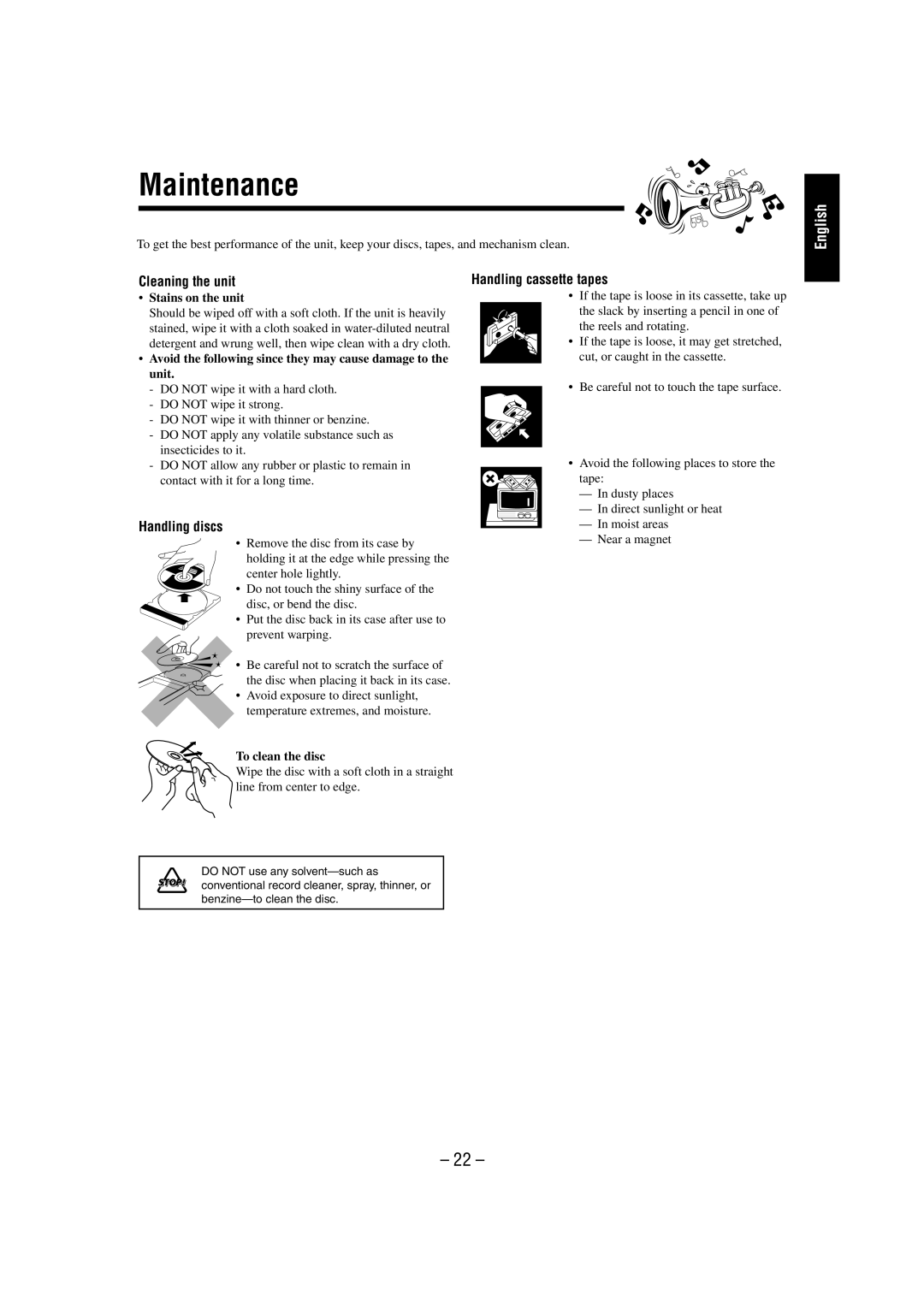 JVC MX-GT700 manual Maintenance 