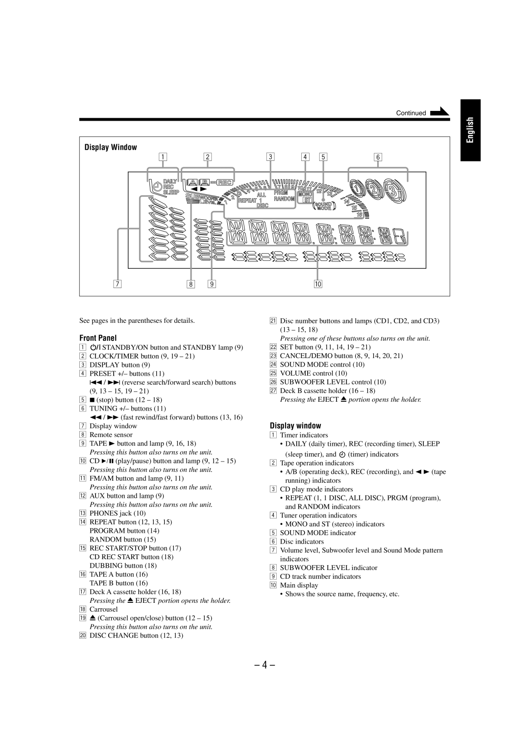 JVC MX-GT700 manual 4, English 
