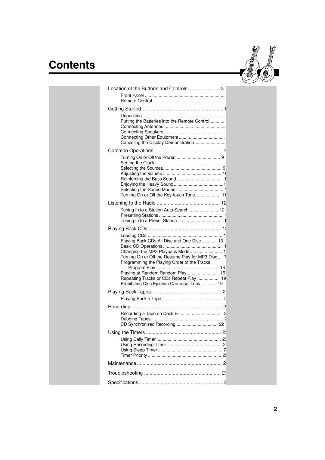 JVC MX-GT88 manual Contents 