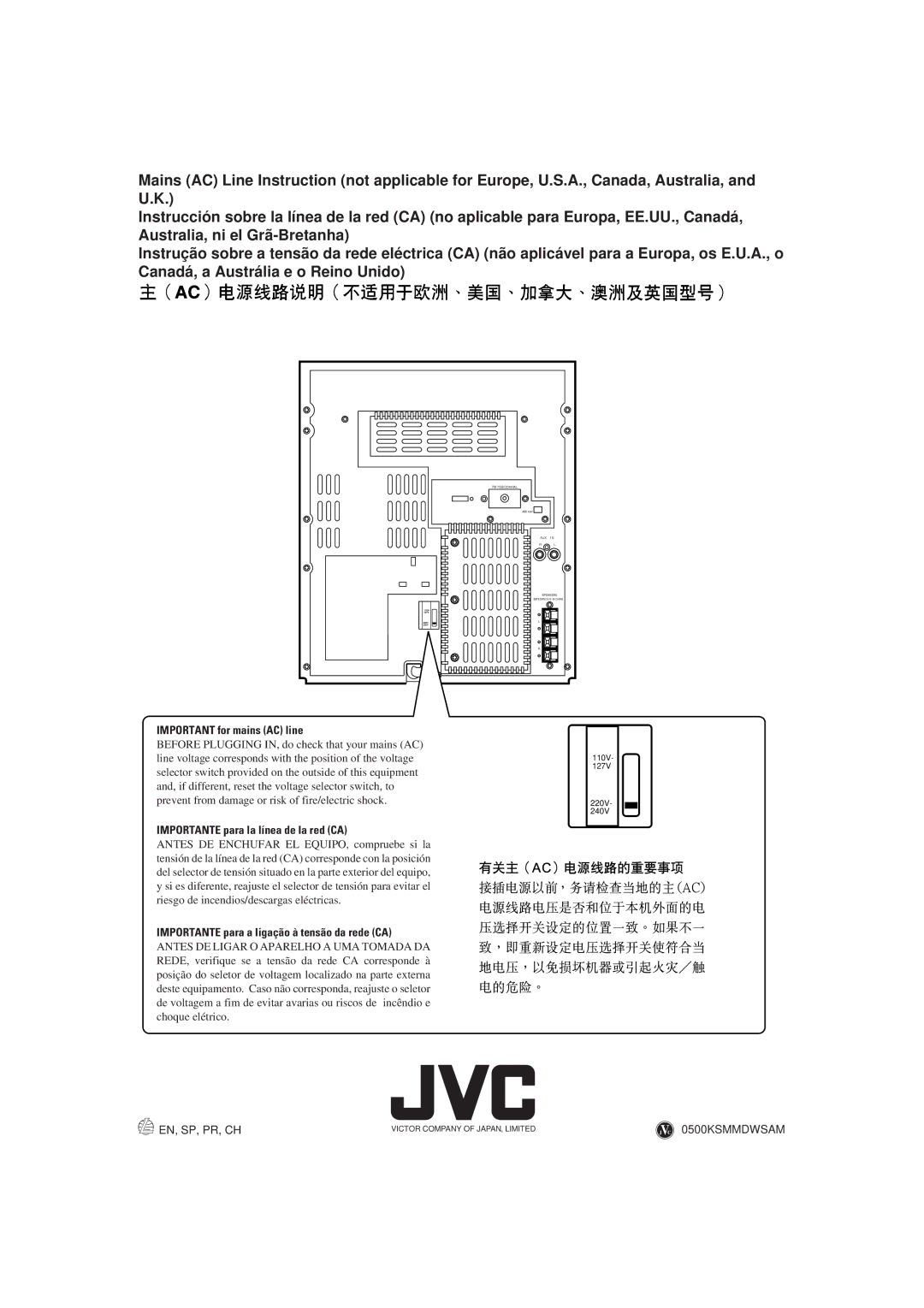 JVC MX-J100 manual 0500KSMMDWSAM 