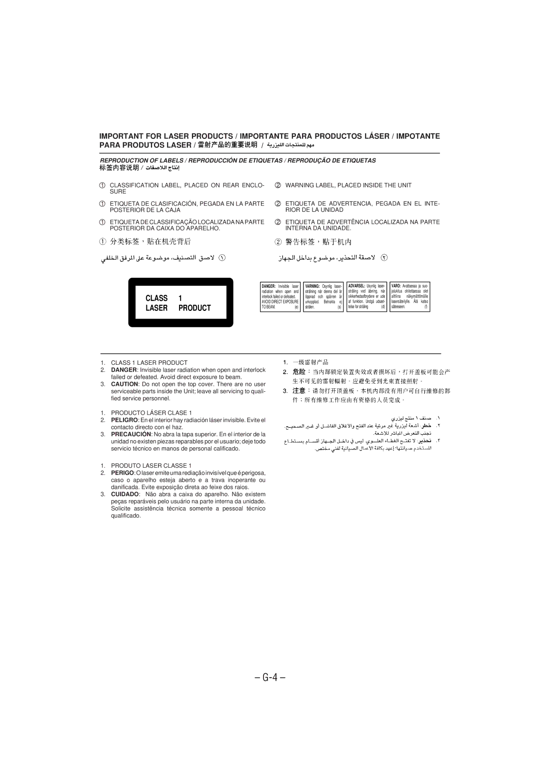 JVC MX-J100 manual Class Laser Product 