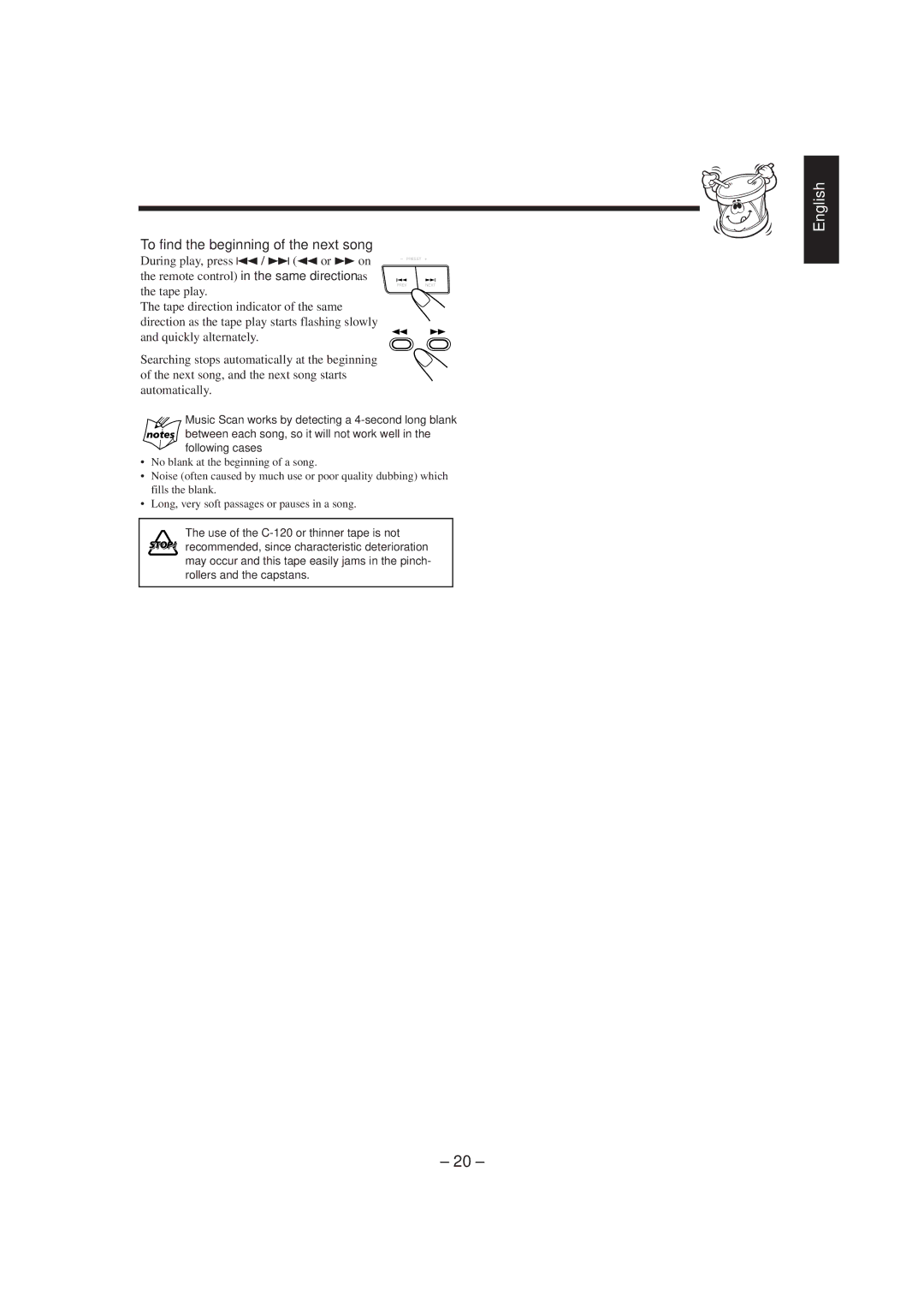 JVC MX-J270V manual To find the beginning of the next song 