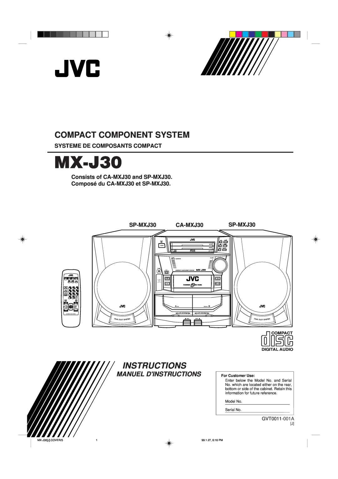 JVC MX-J30 manual Systeme De Composants Compact, Consists of CA-MXJ30 and SP-MXJ30 Composé du CA-MXJ30 et SP-MXJ30, Power 