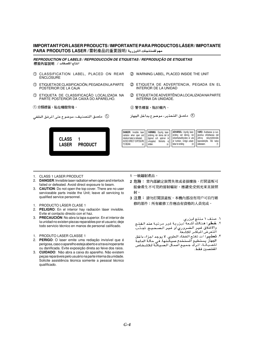 JVC MX-J333VU manual Class Laser Product 