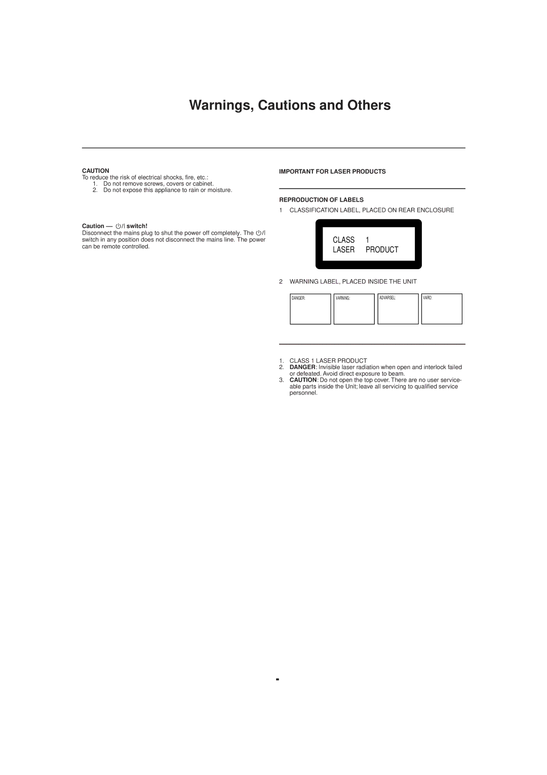 JVC MX-J50 manual Class Laser Product 