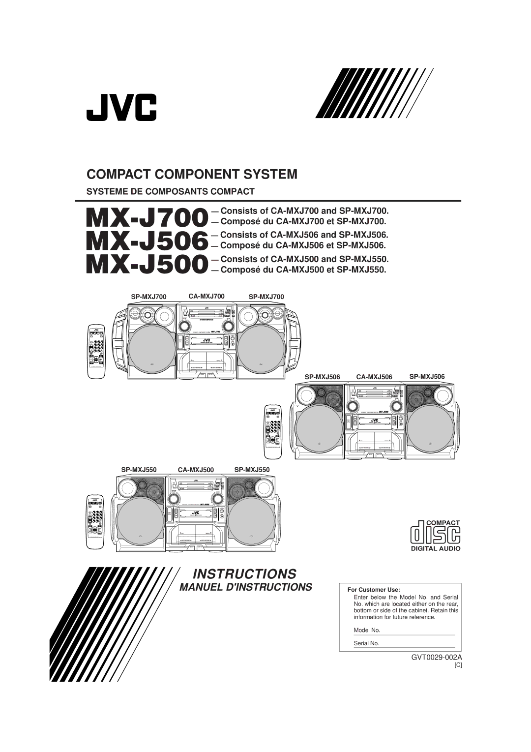 JVC MX-J500 manual Instructions 