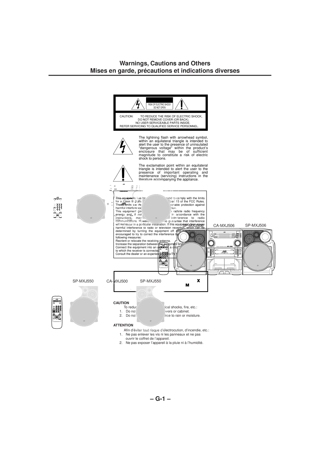 JVC MX-J500 manual Mises en garde, précautions et indications diverses 