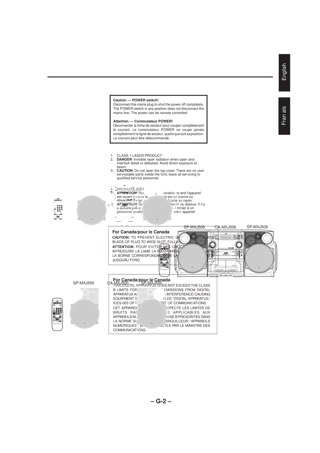 JVC MX-J500 manual For Canada/pour le Canada 