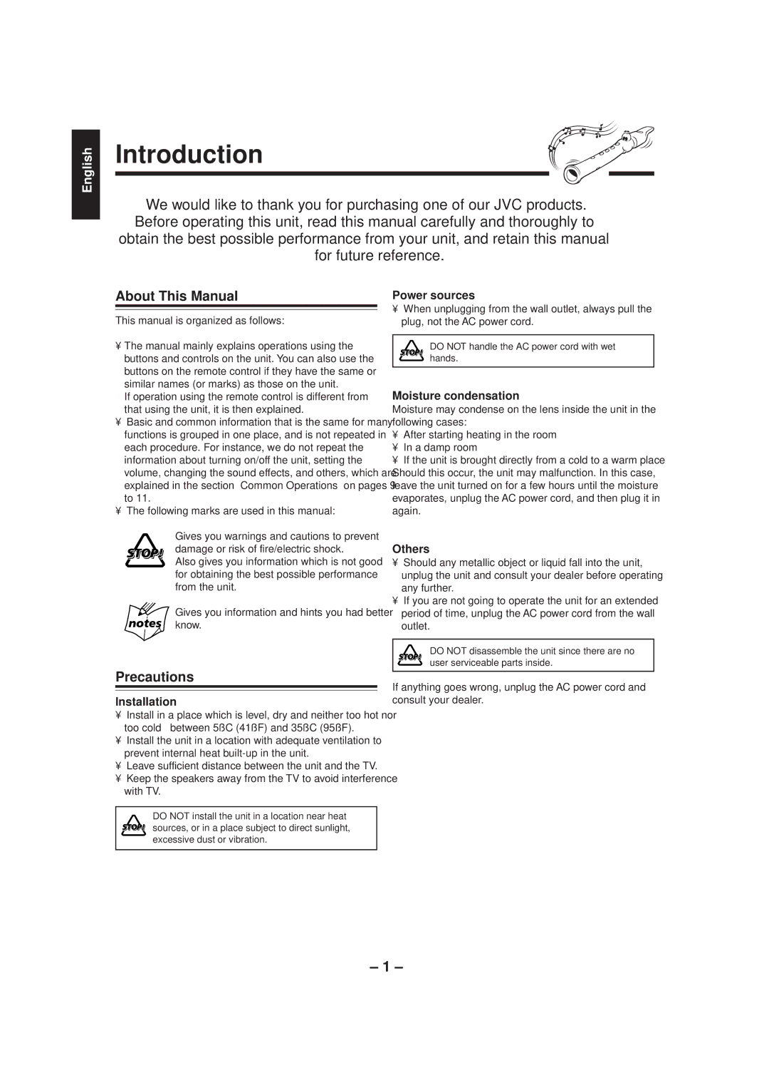 JVC MX-J500 manual Introduction, About This Manual, Precautions 