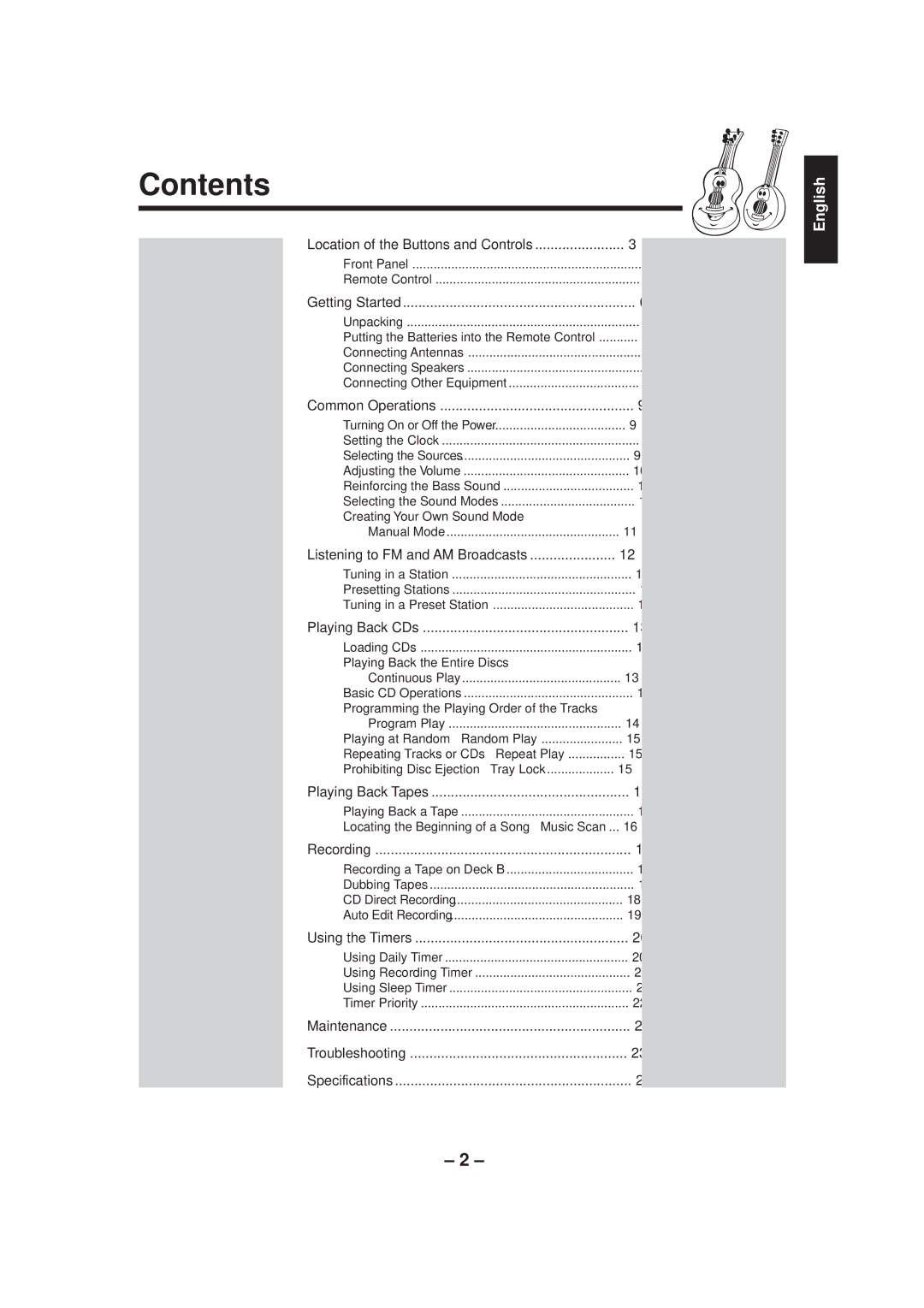 JVC MX-J500 manual Contents 