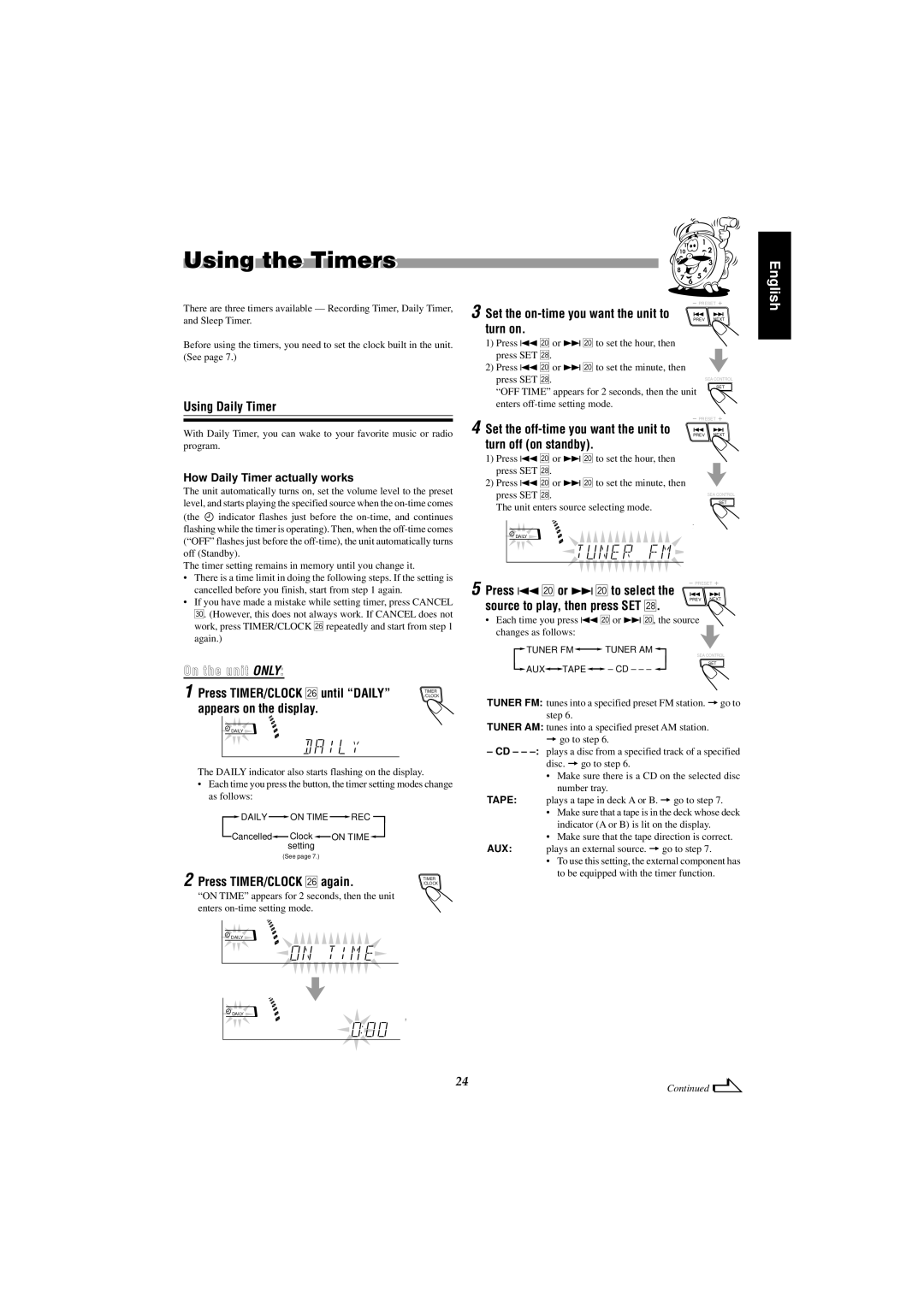 JVC MX-J555V, MX-J585V manual Using the Timers 