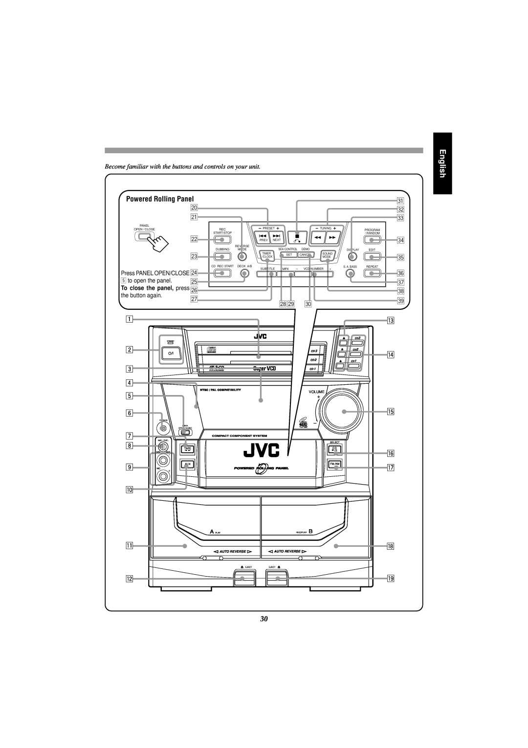 JVC MX-J555V, MX-J585V manual English, z x c 
