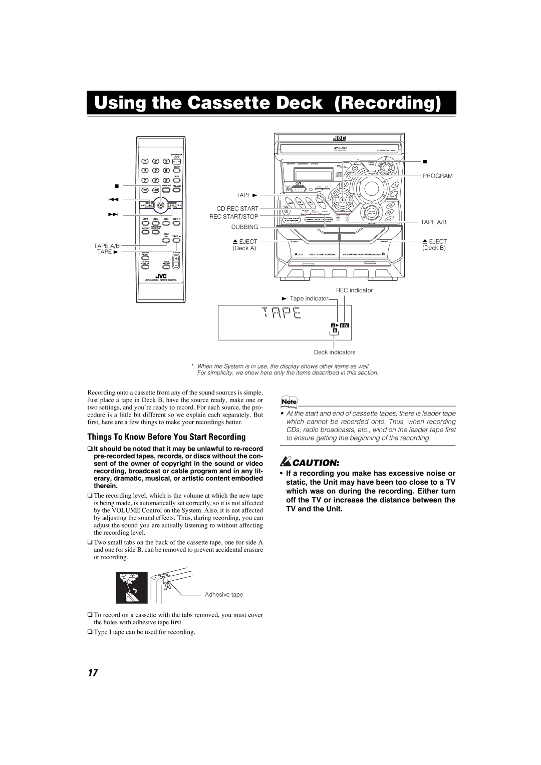 JVC MX-K30 manual Using the Cassette Deck Recording, Things To Know Before You Start Recording 