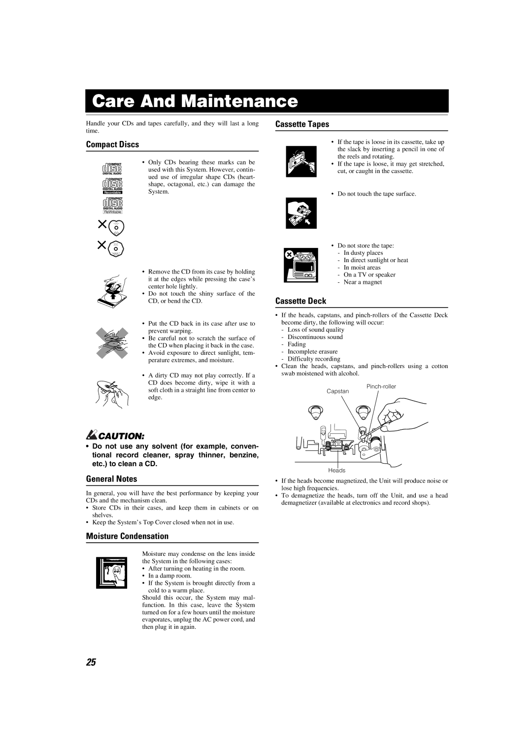 JVC MX-K30 manual Care And Maintenance 